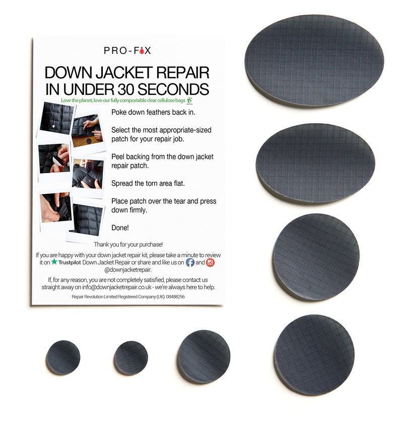 DJR Self-Adhesive Waterproof Repair Patch Kit - 30-Second Fix for Down Jackets, Tents, Sleeping Bags, Backpacks, Outdoor and Camping Gear - Pre-Cut Nylon Ripstop Patches, Multiple Colors - Dark Gray - Image 2
